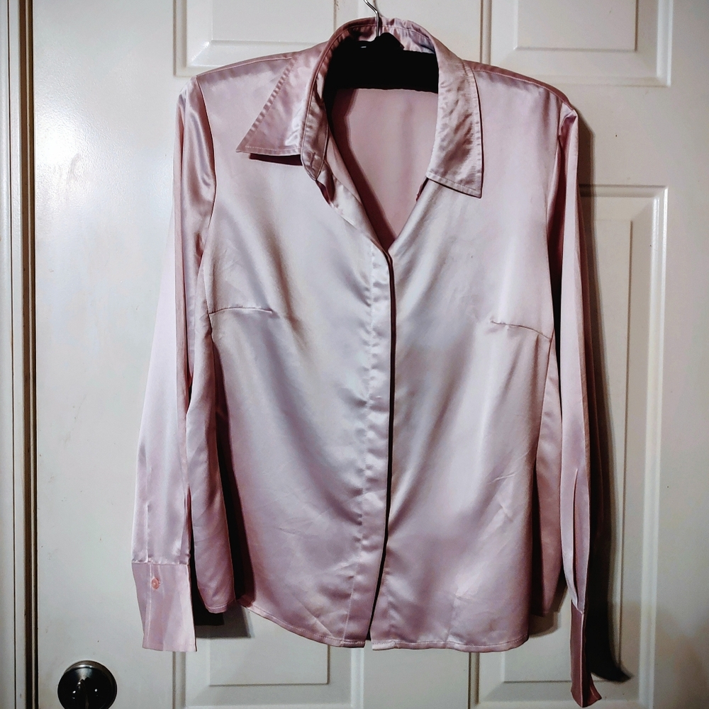 🌷🩷🌷 Gorgeous Baby Petal Powder Pink Silky Soft Satin Blouse Top - 16 - Picture 4 of 16